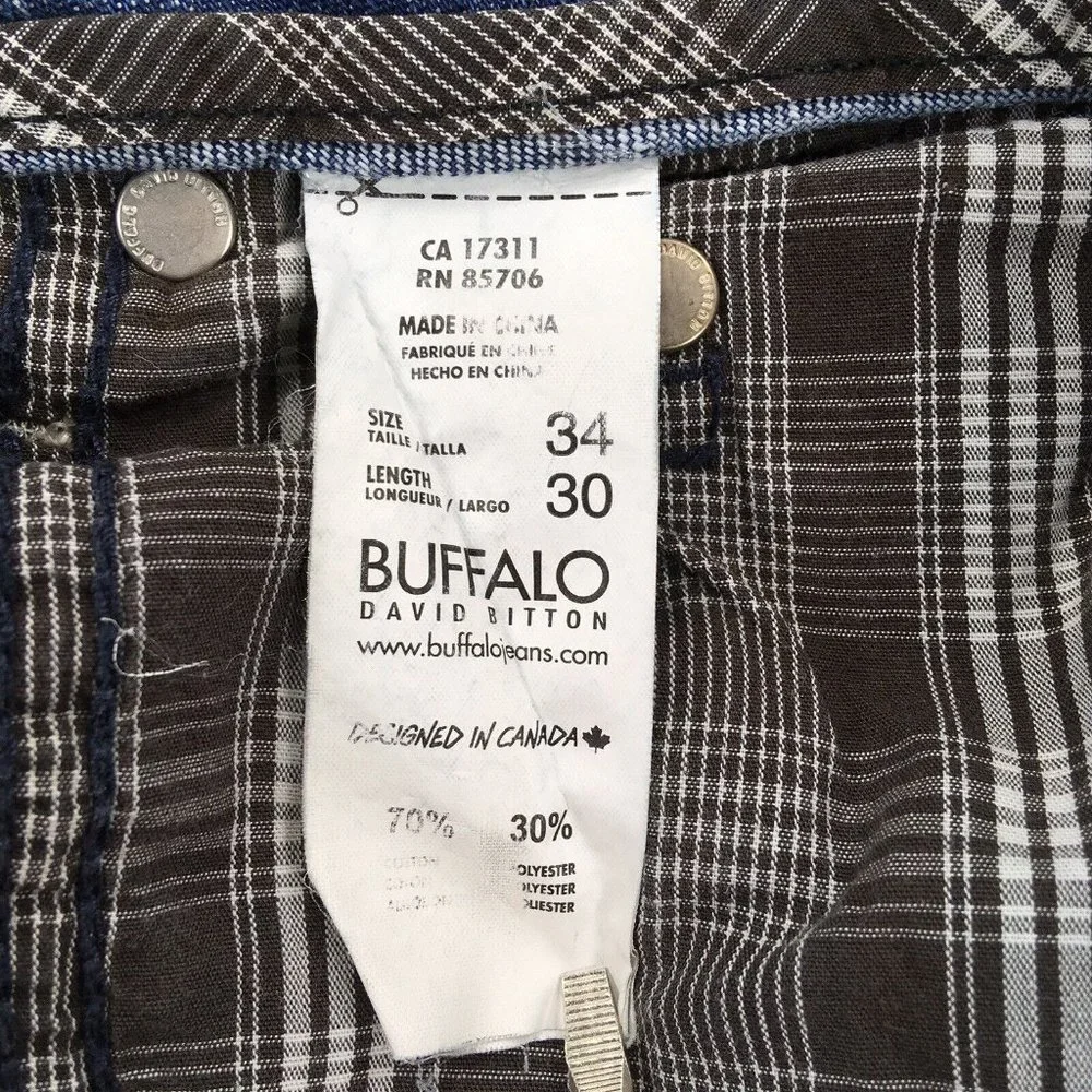 Buffalo‎ David Bitton Mens Blue Jeans 34X28 Boot Cut Ripped Rough Cuffs Denim